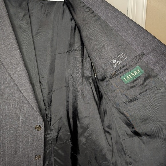 Lauren Ralph Lauren Men's 48R Blazer Sport Coat Charcoal Gray Pinstripe Vent EUC - Picture 7 of 8